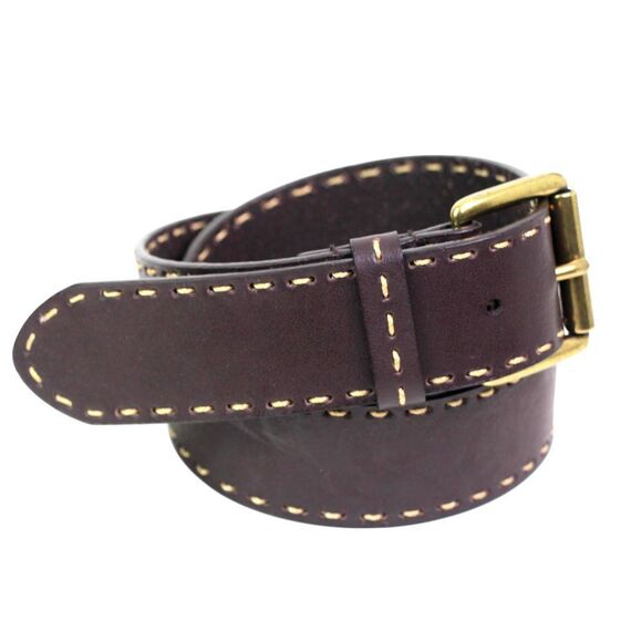 Anne Klein BROWN REAL LEATHER STITCH 1.5"Wd DRESS CASUAL WOMEN'S BELT Sz XL (I32 - Picture 6 of 16